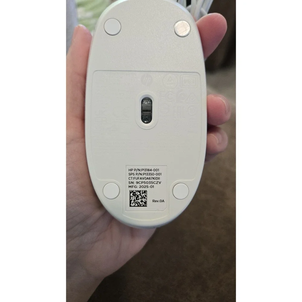 HP 125 Wired USB Optical Mouse White P13184-001 New Open Box Never Used